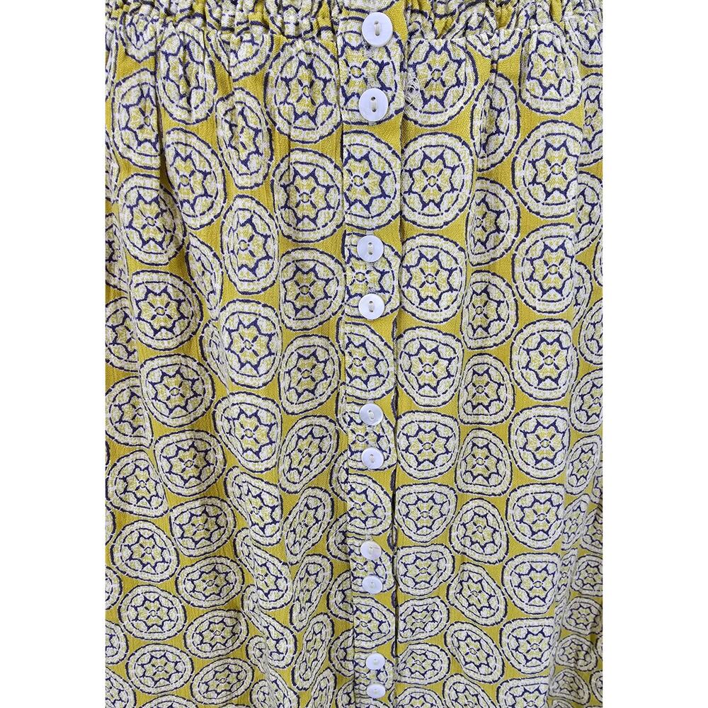 Mystree Mustard Medallion Print Button Front Skirt - image 4